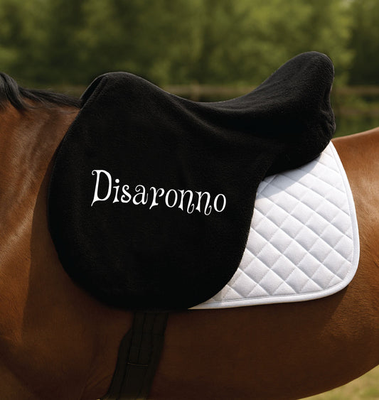 Personalised Fleece Saddle Cover - Curly Design