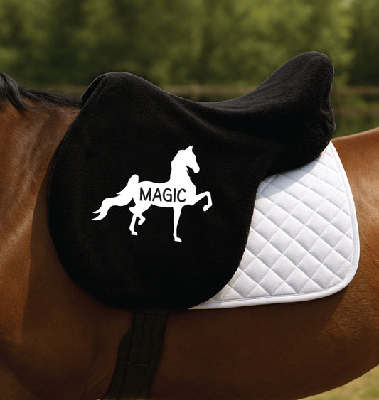 Personalised Fleece Saddle Cover - Saddlebred Design