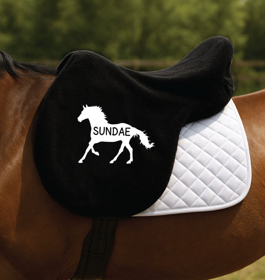 Personalised Fleece Saddle Cover - Thoroughbred Design