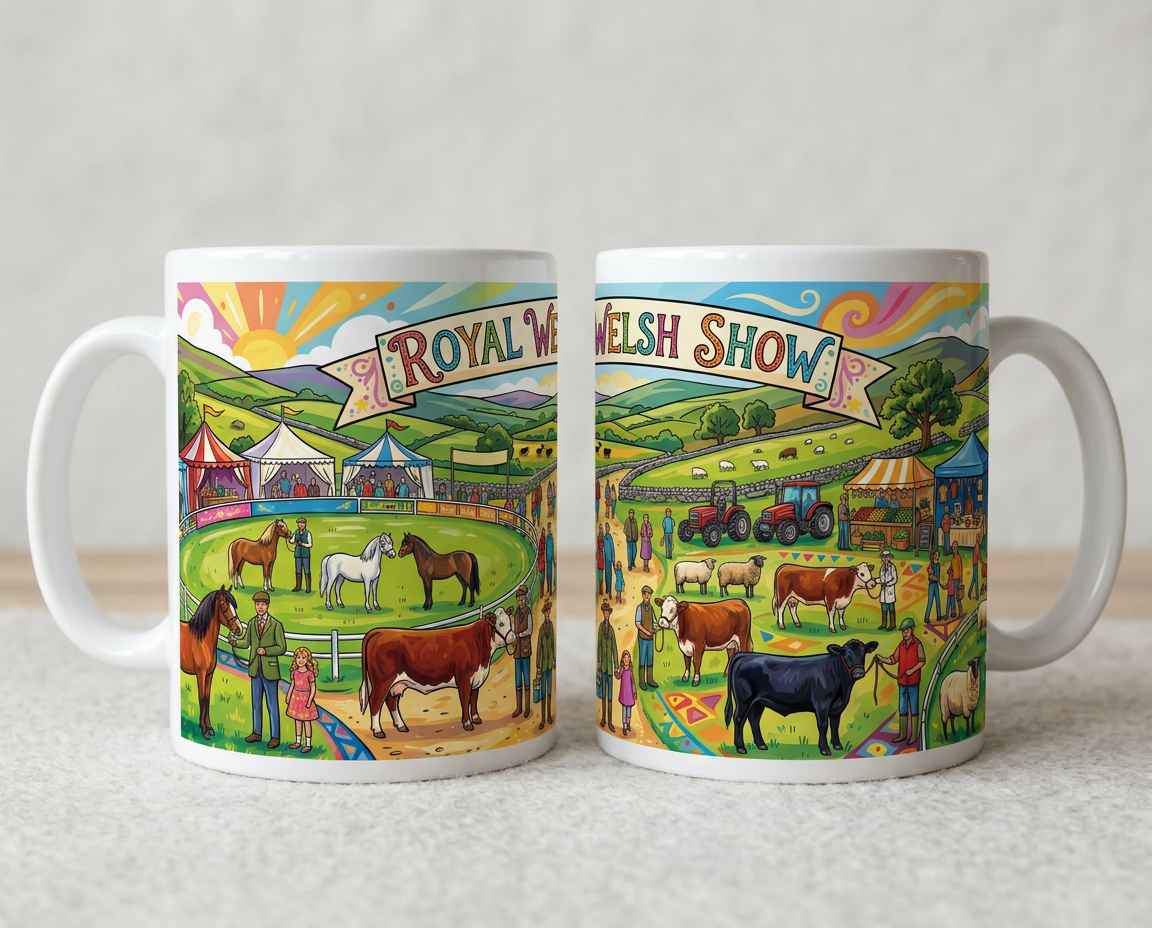 Royal Welsh Show Wrap Around Mug – Welsh Pony & Agricultural Show Ceramic Coffee Mug – 11oz Gift Mug