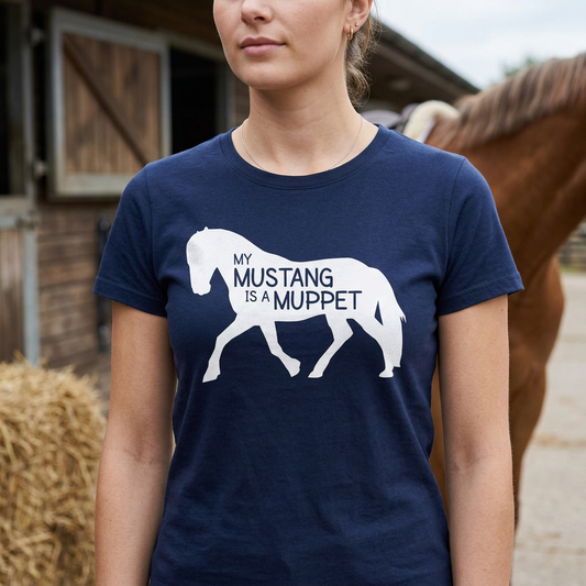 My Mustang Is A Muppet | Funny Mustang Horse T-Shirt & Polo Shirt