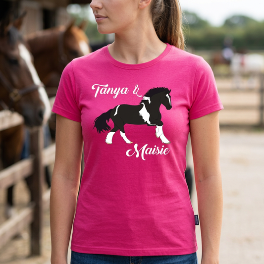 Personalised Cob & Shire Horse Portrait | Custom Equestrian T-Shirt & Polo