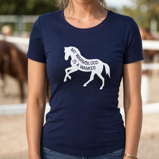 My Warmblood Is A Wanker | Funny Warmblood Horse T-Shirt & Polo Shirt