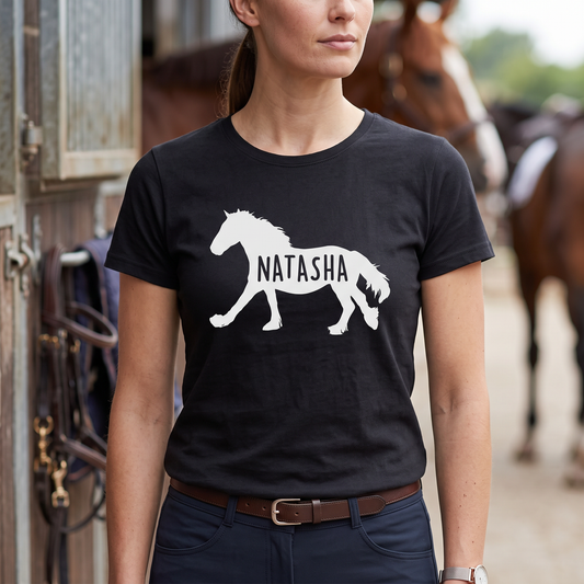 Personalised Shire & Cob Horse T-Shirt & Polo Shirt | Custom Horse Name Equestrian Clothing