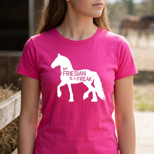 My Friesian Is A Freak | Funny Friesian Horse T-Shirt & Polo Shirt