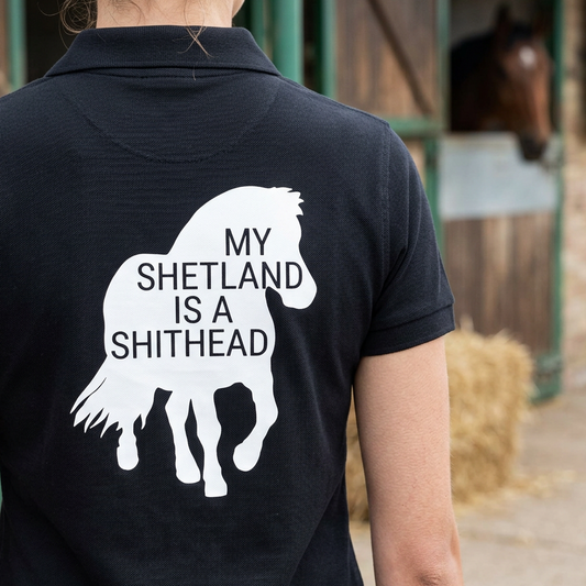 My Shetland Is A Shithead | Funny Shetland Pony T-Shirt & Polo Shirt