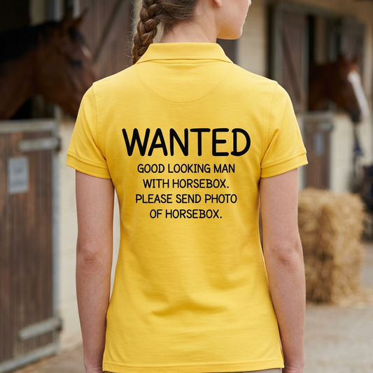 Wanted: Good Looking Man With Horsebox | Funny Horse Riding T-Shirt & Polo