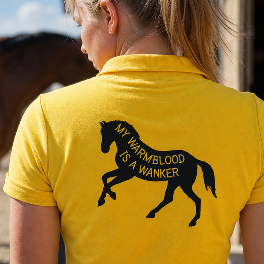 My Warmblood Is A Wanker | Funny Warmblood Horse T-Shirt & Polo Shirt