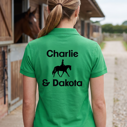 Personalised Dressage T-Shirt & Polo Shirt | Custom Horse & Rider Equestrian Clothing
