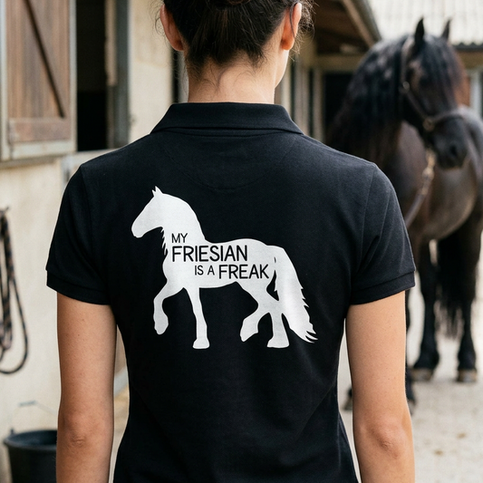 My Friesian Is A Freak | Funny Friesian Horse T-Shirt & Polo Shirt