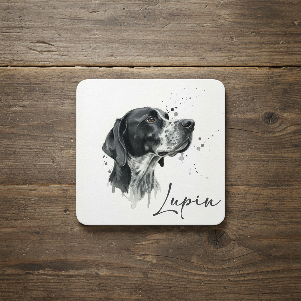 Custom Dog Watercolour Coaster & Mug Set - Personalised Pet Portrait with Name – Ideal Gift for Dog Lovers