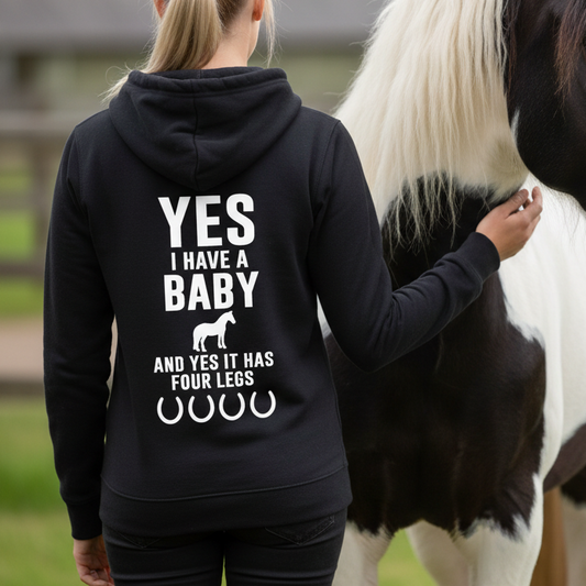 Yes I Have a Baby Funny Equestrian Hoodie