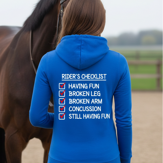 Rider's Checklist Funny Equestrian Hoodie