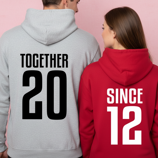 Personalised Together Since Couple Hoodies x2