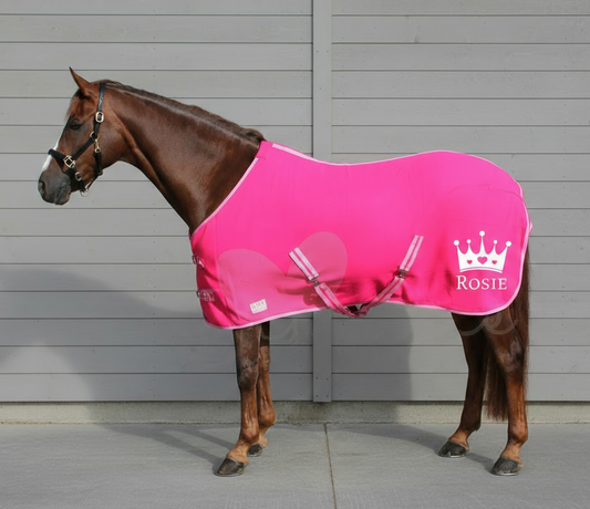 Personalised Equestrian Horse Pony Fleece Rug Cooler - Princess Crown Tiara Style