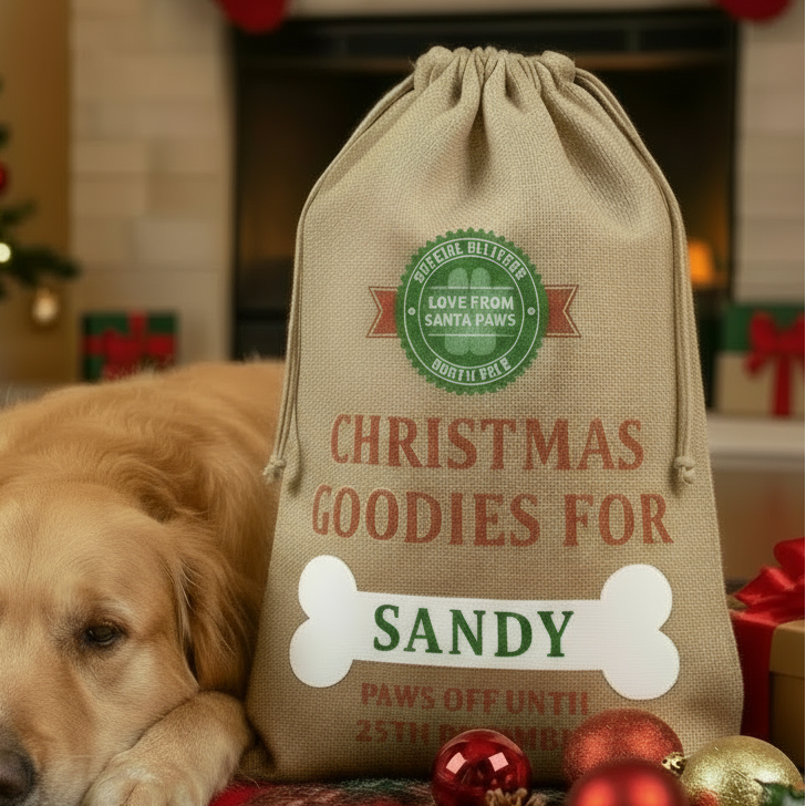 Personalised Dog Christmas Sack - Paws Off