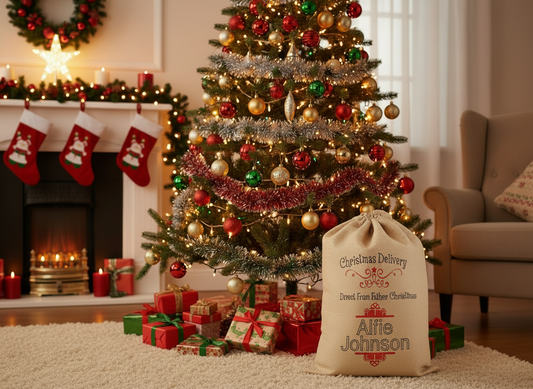 Personalised Christmas Sack – ‘Christmas Delivery’ Design - Custom Name