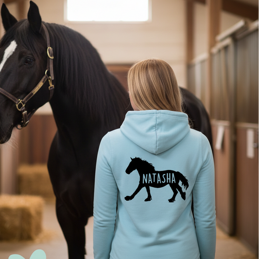 Personalised Shire Horse Silhouette Equestrian Hoodie