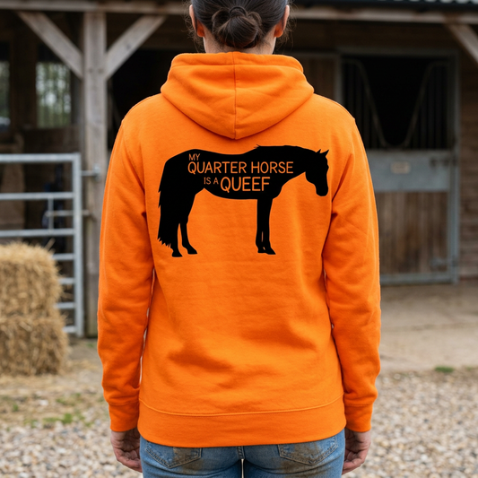 My Quarter Horse Is A Queef Funny Equestrian Hoodie