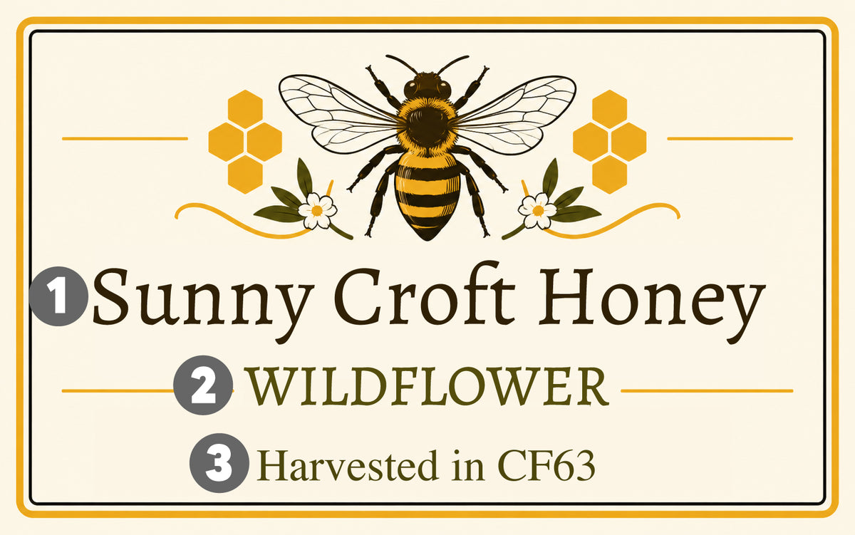 Personalised Honey Jar Labels Sticky Self Adhesive Honey Bee Stickers - Rustic Farmhouse Design x12