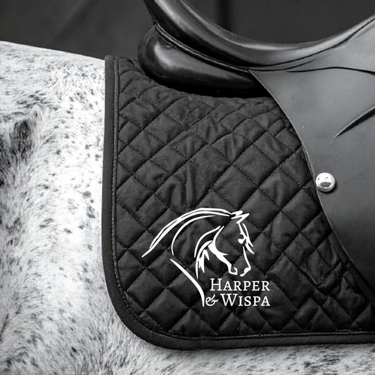 Personalised Equestrian Saddlecloth Saddle Pad - Abstract Horse Head Design