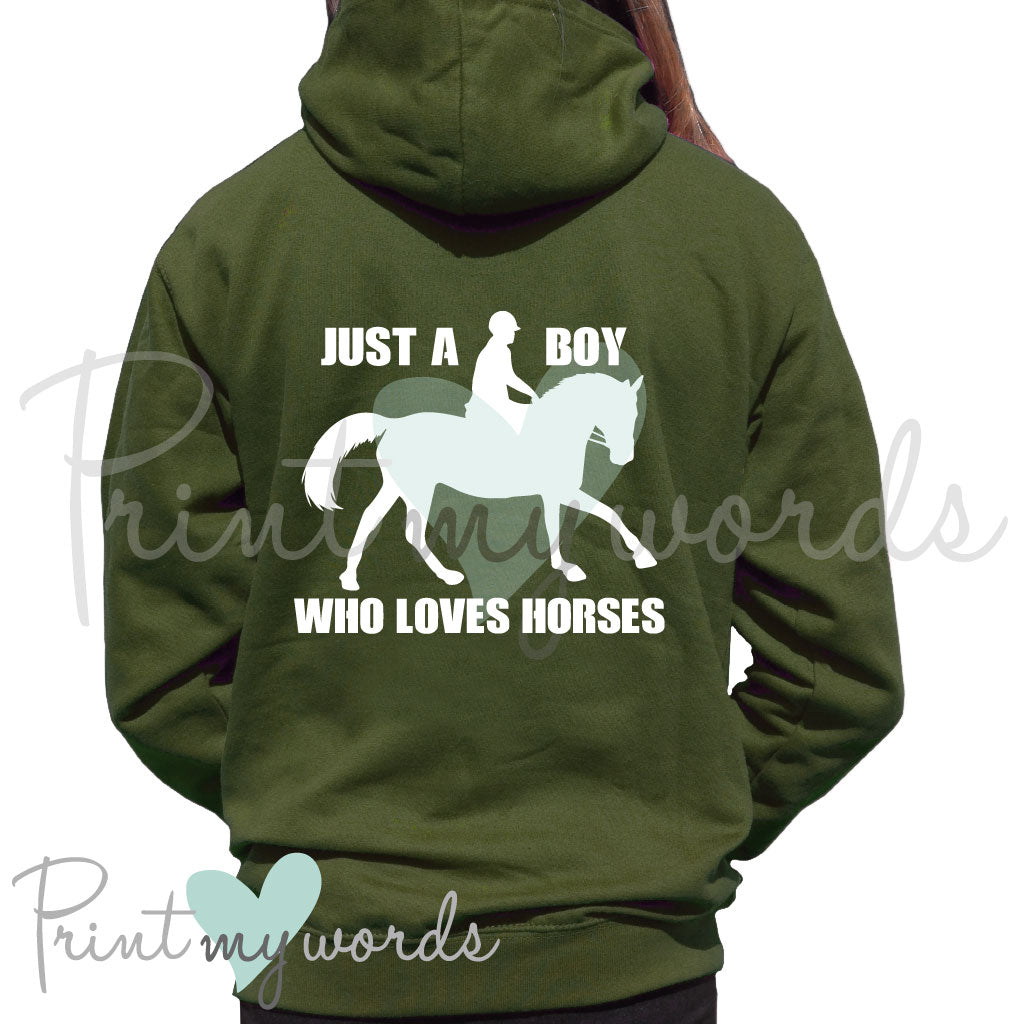 Just a Boy Who Loves Horses Hoodie – Boys Horse Riding Equestrian Hoodie