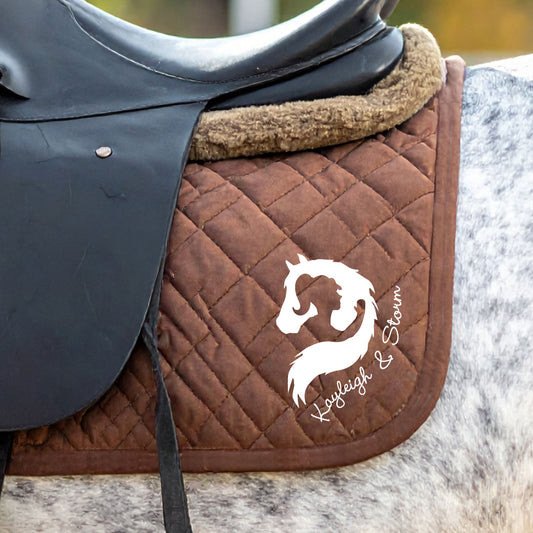 Personalised Equestrian Saddlecloth Saddle Pad - Hug Your Horse Design