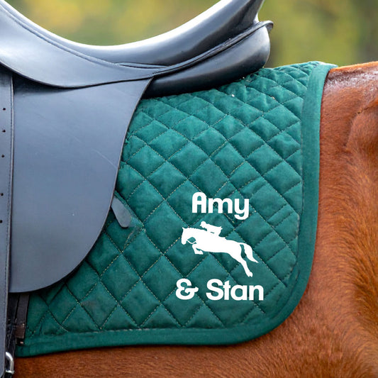 Personalised Equestrian Saddlecloth Saddle Pad - Jumping Design