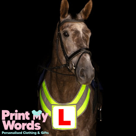 SQUARE High Visibility Equestrian Reflective Horse Breastplate With L PLATE