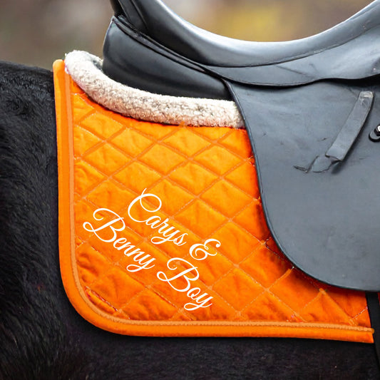Personalised Equestrian Saddlecloth Saddle Pad - Luxury Font Design
