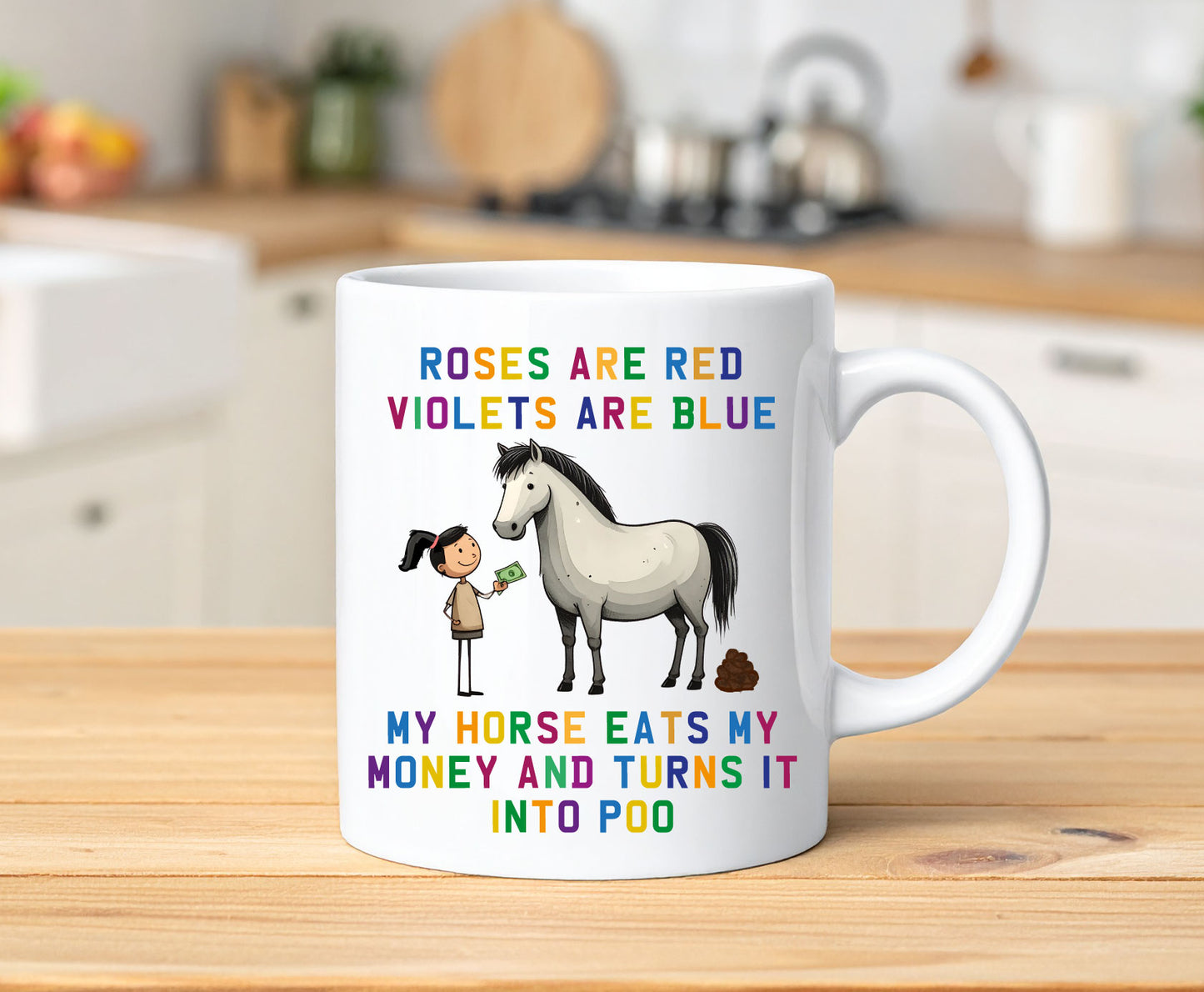 Funny Horse Mug – “Roses Are Red… My Horses Eat My Money” | Equestrian Gift Coffee Cup