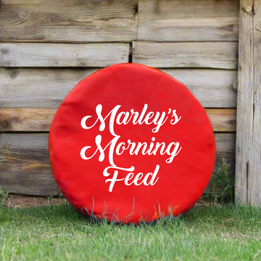 Personalised Bucket Feed Bowl Cover - Script Morning Design