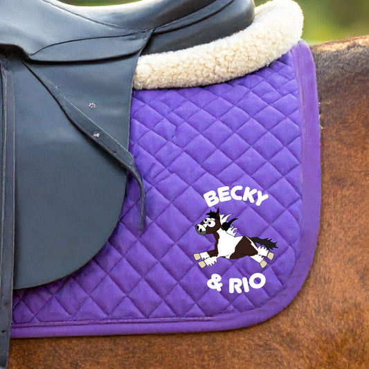 Personalised Equestrian Saddlecloth Saddle Pad - Plodders Design