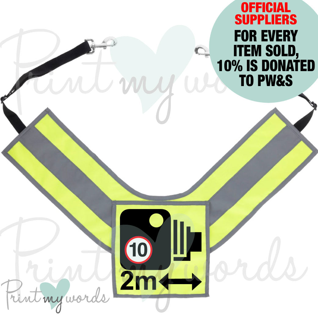 SQUARE Official PW&S High Visibility Equestrian Reflective Horse Breastplate With Camera Symbol and 2m Distance