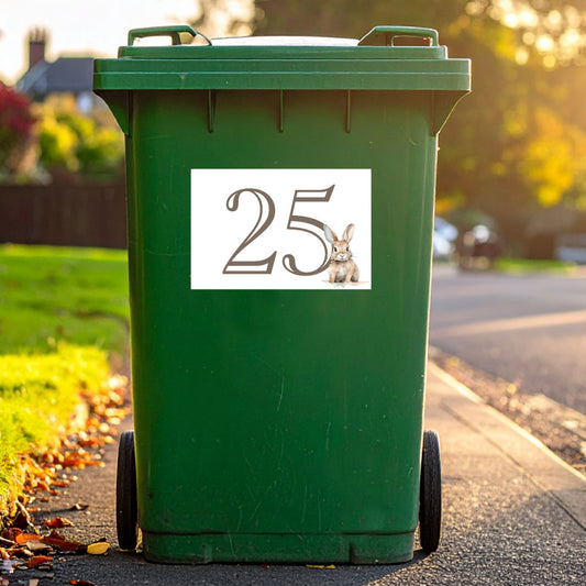 Personalised Wheelie Bin Stickers Labels House Name Number - Bunny Rabbit