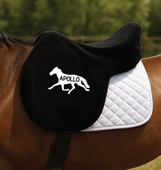 Personalised Fleece Saddle Cover - Trotter Design