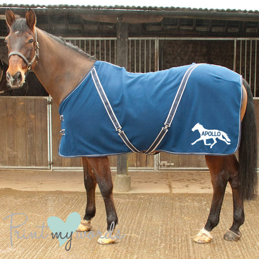 Personalised Equestrian Horse Pony Fleece Rug Cooler - Trotter Design