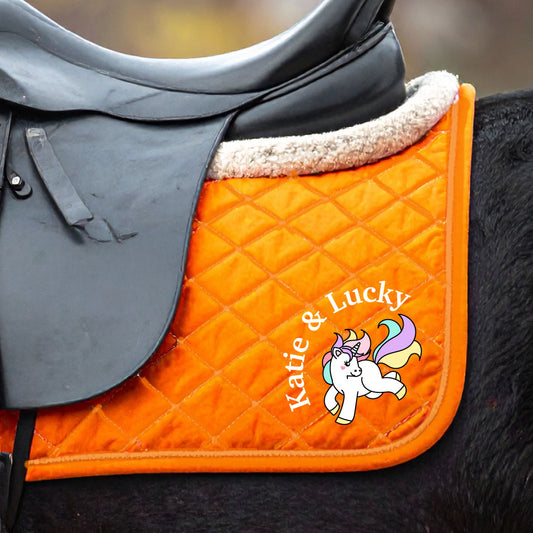 Personalised Equestrian Saddlecloth Saddle Pad - Unicorn