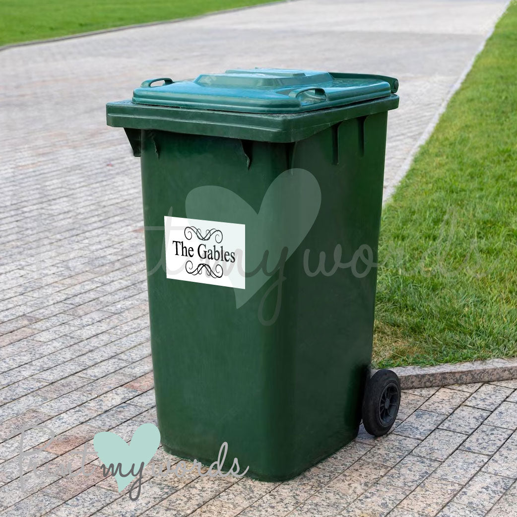Personalised Wheelie Bin Stickers Labels House Name Number - Vintage