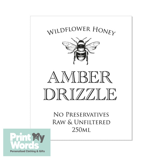 Personalised Honey Jar Labels Sticky Self Adhesive Honey Bee Stickers - Vintage Design x12