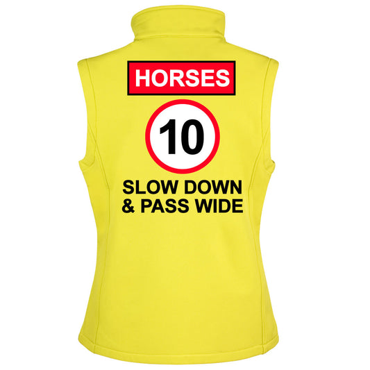 Soft Shell Body Warmer Gilet Jacket - HORSES 10MPH SLOW DOWN