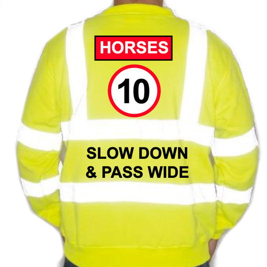 Unisex Hi-Vis Reflective Jumper/Sweatshirt - HORSES 10MPH SLOW DOWN