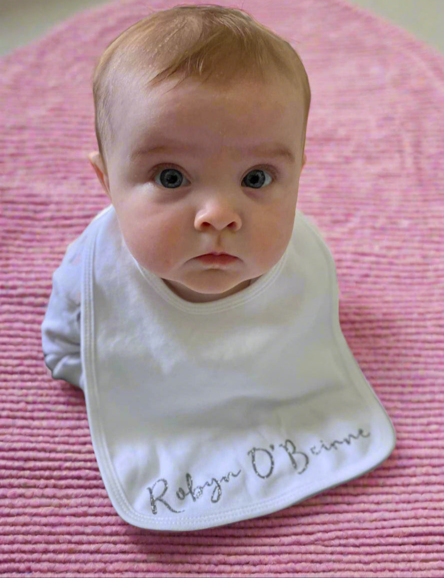 Baby's Name Personalised Glitter Bib