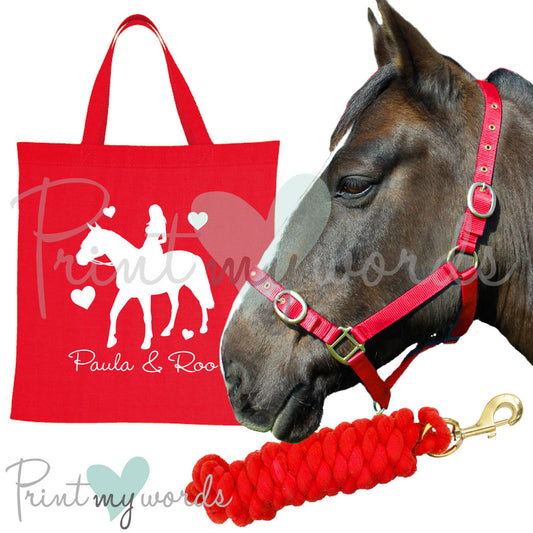 'Alexa' Personalised Matching Equestrian Set - Horse Rider Hearts Design