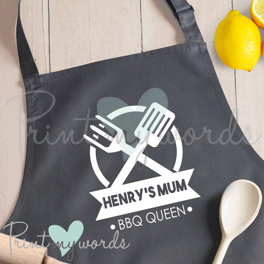 Ladies Personalised Kitchen Cooking Apron Bib - BBQ Queen
