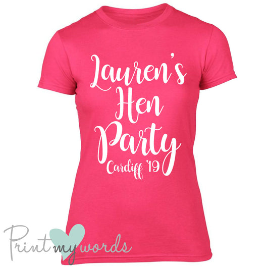 Calligraphy Style Hen Party T-Shirt - Personalised