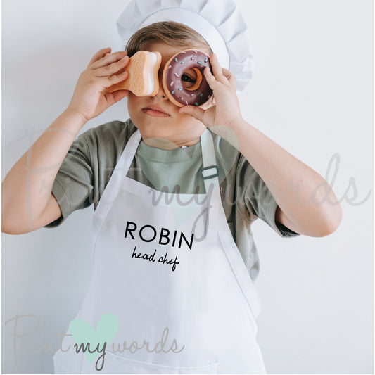 Children's Personalised Kitchen Cooking Apron Bib - Head Chef