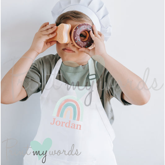 Children's Personalised Kitchen Cooking Apron Bib - Rainbow