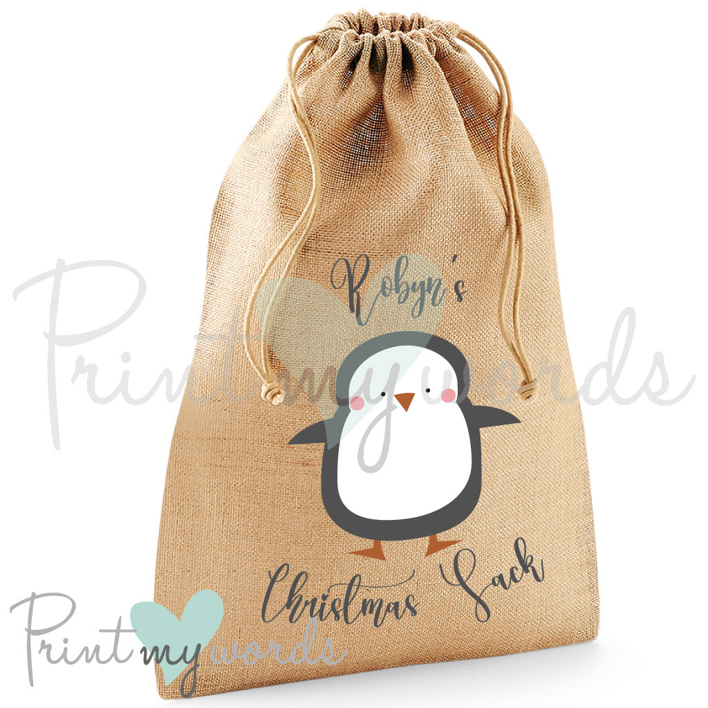 Personalised Christmas Sack - Cute Penguin