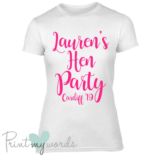 Calligraphy Style Hen Party T-Shirt - Personalised